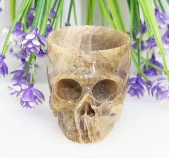

3.15"WINE GLASS -NATURAL STONE Handmade Carved Crystal Skull Crystal Realistic Crystal Healing Furnishing Articles Figurine TC85