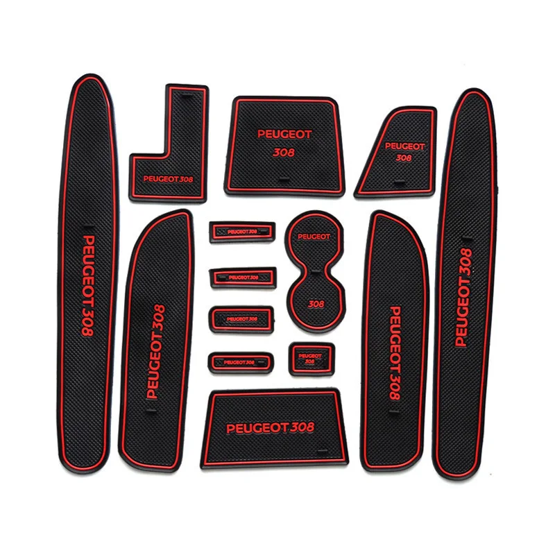 14Pcs Lot Car Interior Upholstery For Peugeot 308 Rubber Mat Car