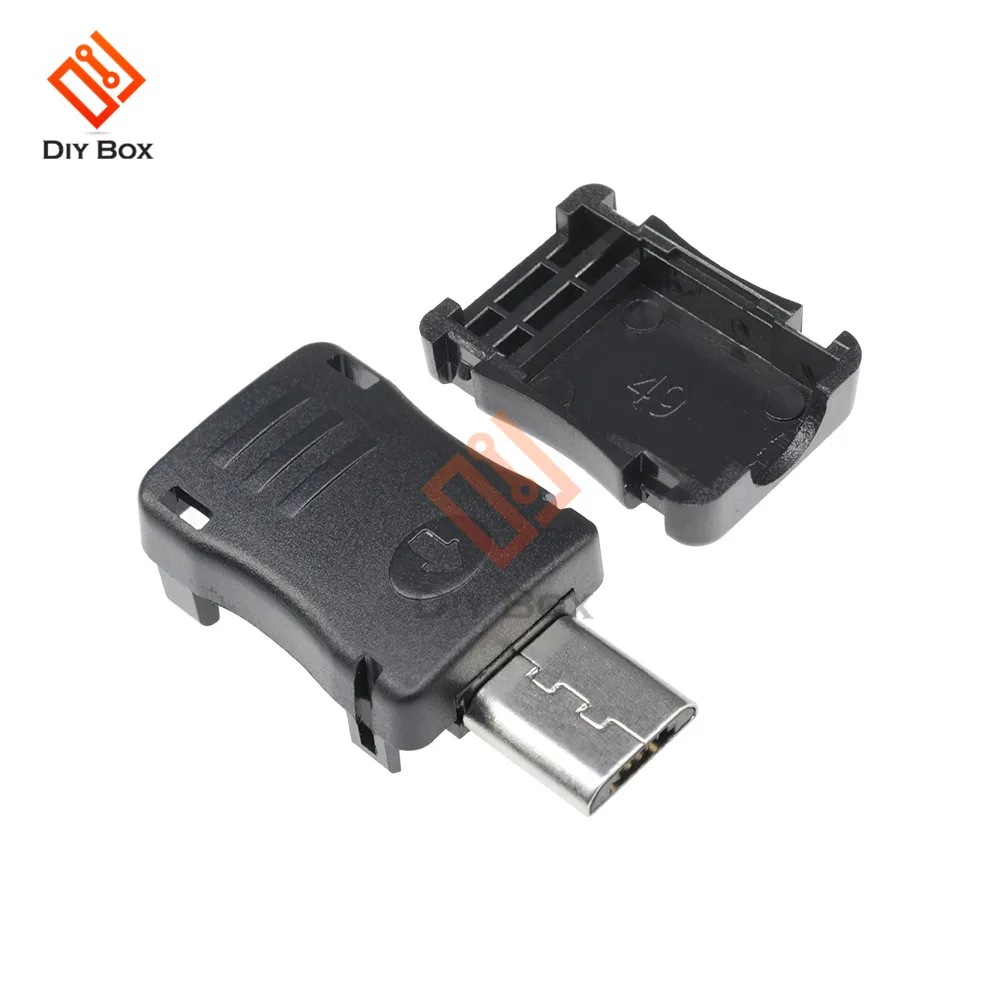 

10pcs 5 Pin T Port Male Micro USB Plug Socket Contor + Plastic Cover for DIY Wholesale
