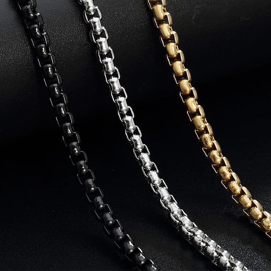 

Hot sale 50/55/60/70cm Stainless Steel Square Beads Cross Chain Long Necklace Men Steampunks Jewelry Findings