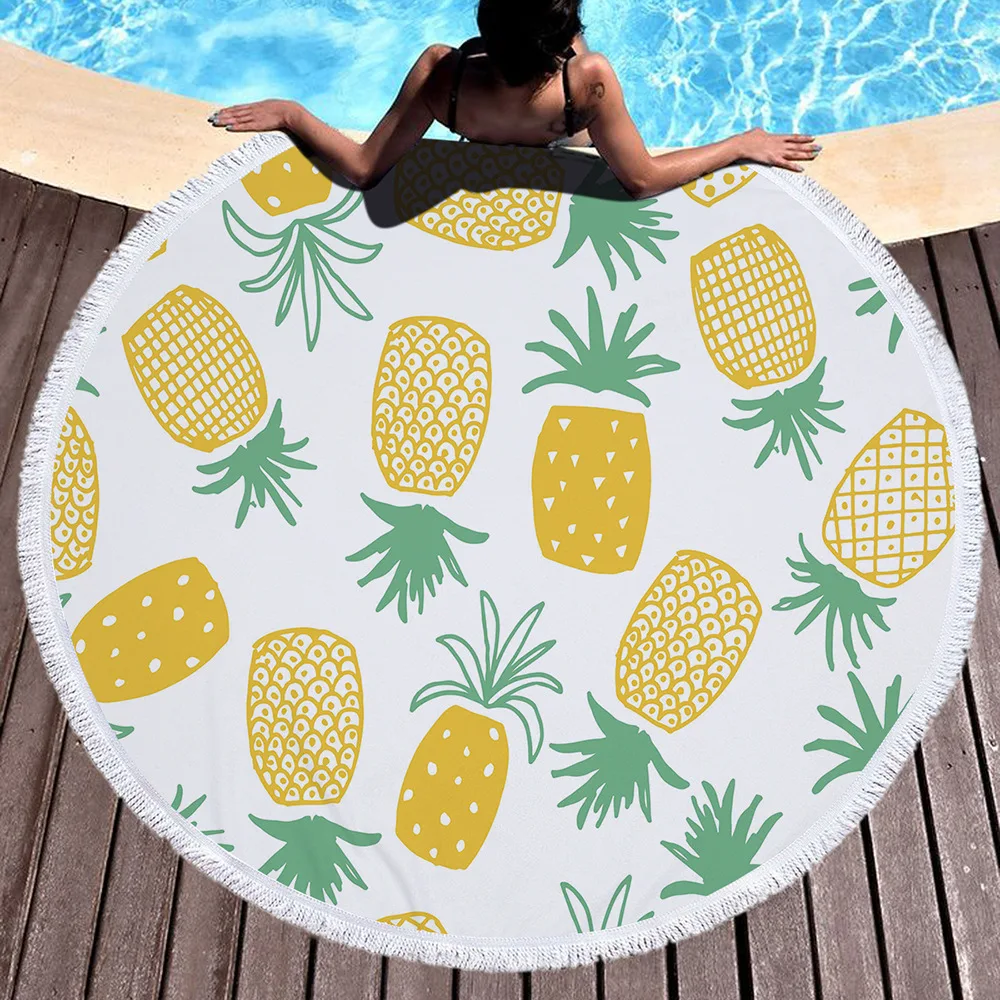 Microfiber Summer Sea Beach Towels Round Cute Pineapple Bath Towel