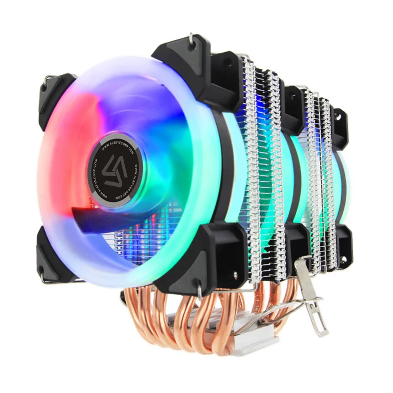ALSEYE ST-90 وحدة المعالجة المركزية برودة 6 أنابيب الحرارة مع RGB مروحة 4pin PWM 90 مللي متر CPU Fan for الكمبيوتر LGA775/ 115x/1366 AM2/AM3/AM4