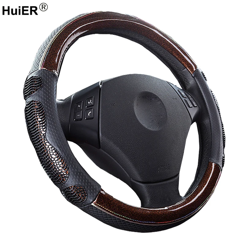 

Microfiber Leather Car Steering Wheel Cover Breathable 38CM Car Styling Braid on The Steering-wheel Automotive Car Accessories