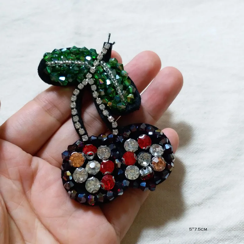 cherry beaded rhinestone patches