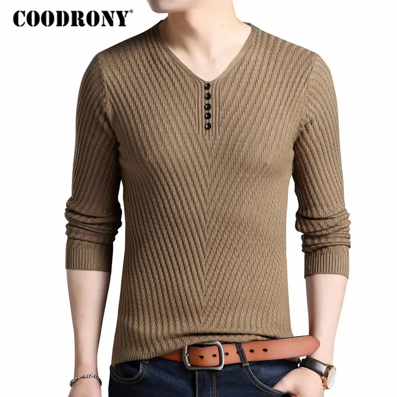 

COODRONY Sweater Men Clothes 2018 Autumn Winter Thick Warm Sweaters Casual Button V-Neck Pullover Men Slim Fit Jersey Hombre 118