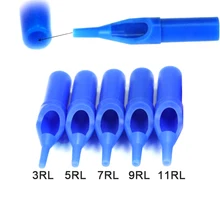 Круглая Стерильная голубая насадка для татуажа, одноразовые наконечники для татуировки, круглая подводка, шейдер, советы для профессиональных татуировщиков, Прямая