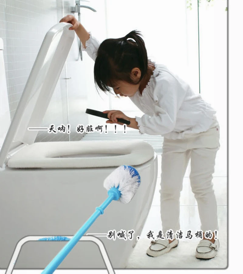 Clean toilet brush wooden handle round toilet brush ball toilet brush