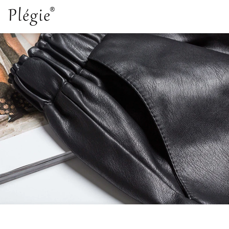 Кожаные шорты Plegie размера плюс 4XL женские осенне зимние свободные широкие с