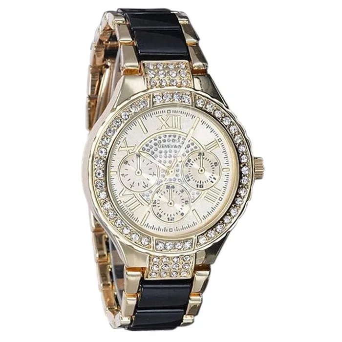 

YCYS-Geneva Women Watches Women Rhinestone Crystal Diamond Quartz Watch Wrist Watch black