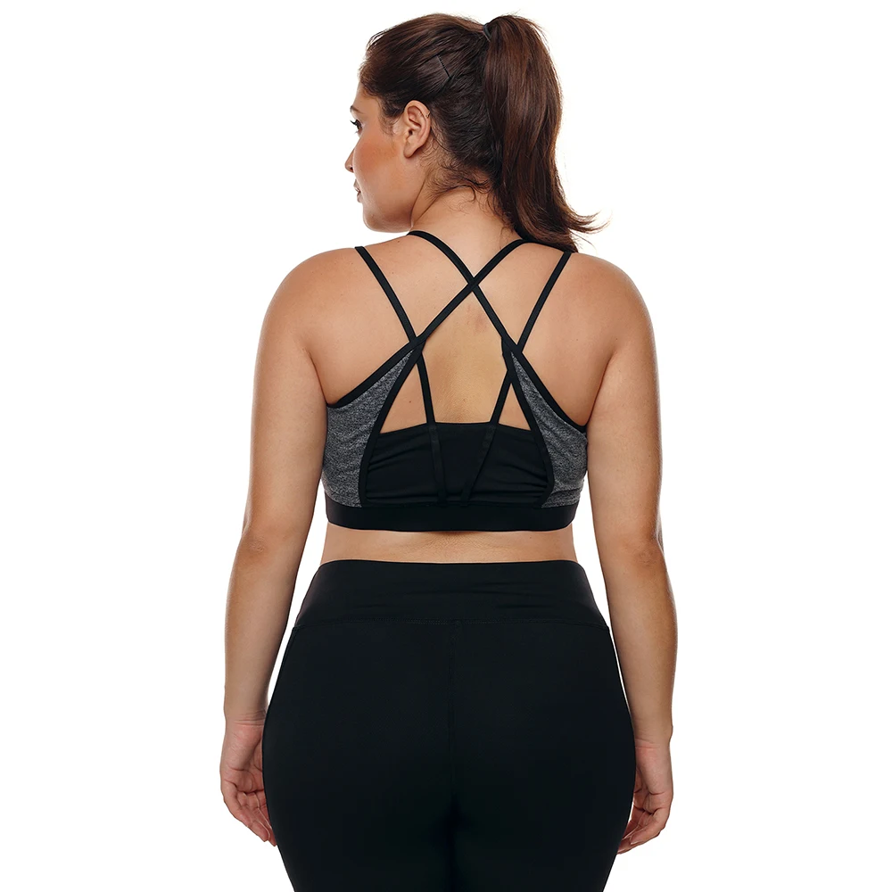 Sports Bra Plus Size Top for Fitness Big Size Female Sport Brassiere Push Up Cross Padded Running Yoga Workout Sport Bra 2018