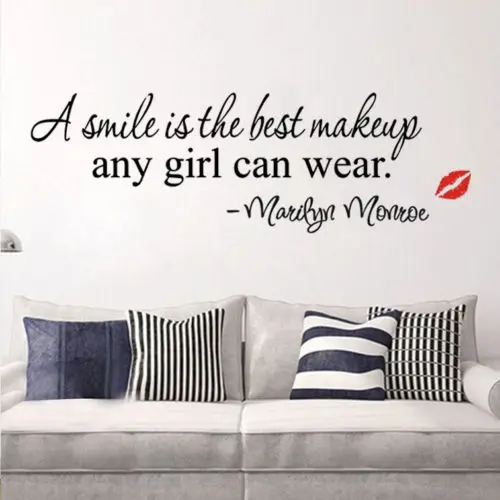 Quote-A-smile-is-the-best-makeup-DIY-Wall-Sticker-Removable-Home-Room-Decor-PVC