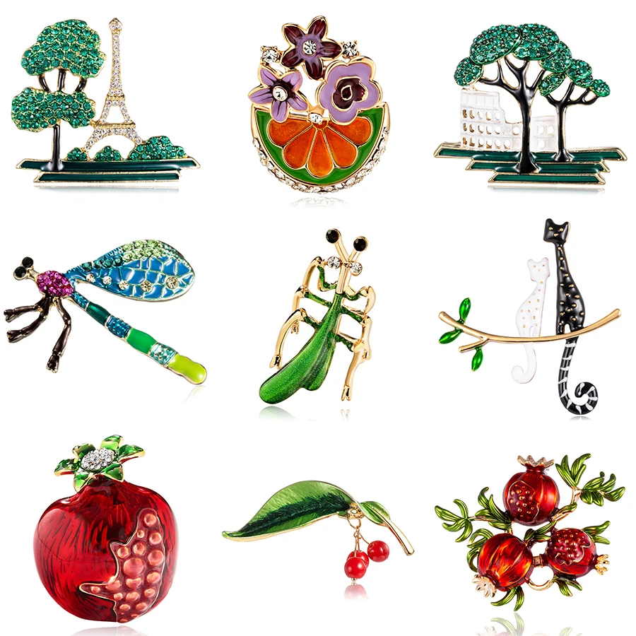 Belleper Fashion Perhiasan Berkualitas Tinggi Vintage Emas Bros Pin Alam Pohon Buah Dekoratif Hewan Pakaian Kartun Pin Lencana Bros AliExpress