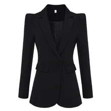 Лидер продаж, модный дизайнерский черный блейзер, пиджак с зубцами, Женский офисный Блейзер на одной пуговице, элегантная верхняя одежда, блейзер