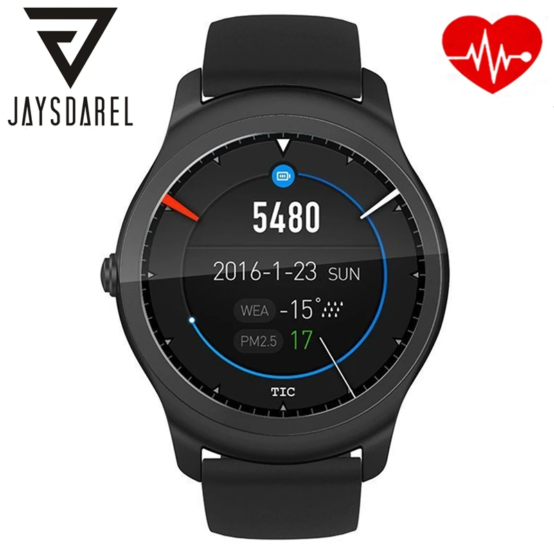 

JAYSDAREL Heart Rate Monitor Smart Watch Ticwatch 2 GPS Wireless Charging Music Bluetooth Smart Wristwatch for Android iOs