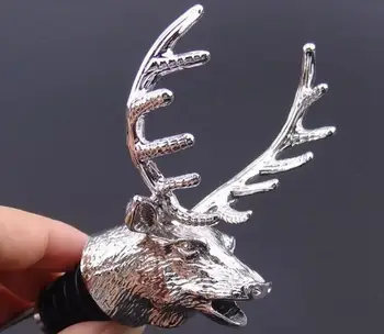 

Alloy Deer Head Wine Bottle Cork Pourer Stopper Deer Stag Wine Pourer Aerator With Silicone Rubber Barware Decor Tools SL5031