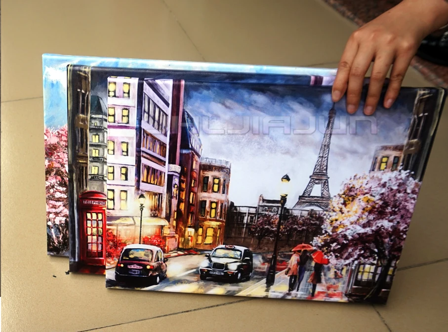 Картина маслом на холсте вид Лондонскую улицу река и автобус мосте рисунок