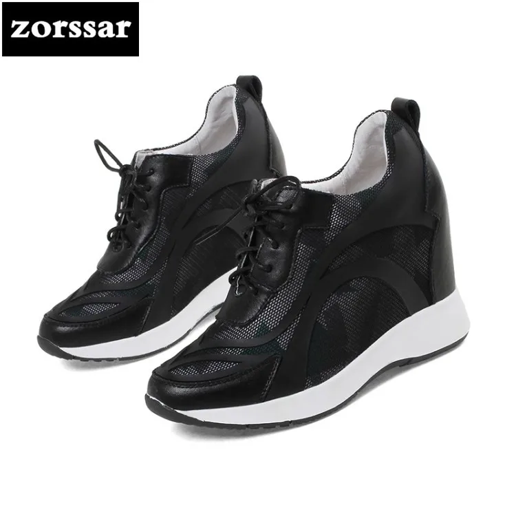 

{Zorssar} 2018 New Fashion Flowers Genuine Leather casual womens shoes pumps increased internal platform shoes women High heels