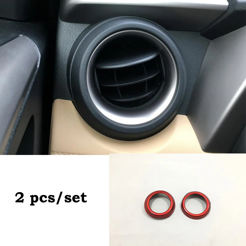 ABS Chrome For Toyota RAV4 2016 2017 Car Accessories Front Air Condition Outlet Vent Frame Ring Cover Trim Car Sticker Styling