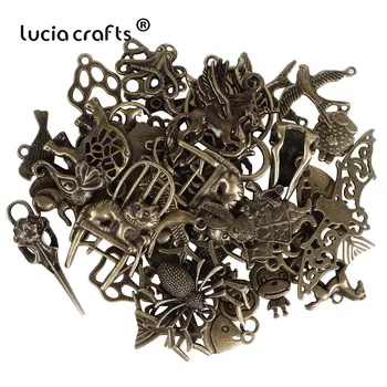 

50g 2-5.5cm Mixed Antique Heart-shaped Fish Leaf Metal Charm Pendants DIY Fashion Bracelet Accessories For Jewelry Making G1215