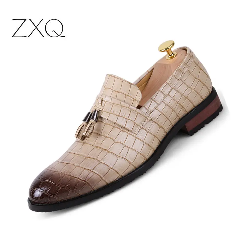 

2018 Newly Men Vintage Leather Loafers Crocodile Pattern Men Dress Shoes Oxfords Wedding Party Bussiness Shoes Man Size 47