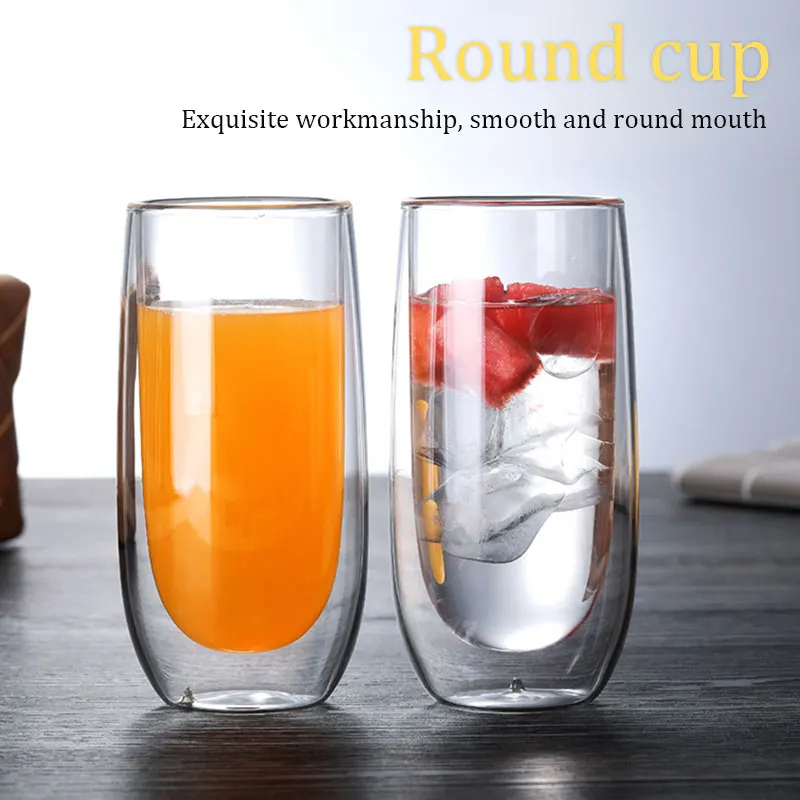 

Double Wall 250ml Beer Dining Tea Cup Coffee Mugs Clear Glass Cup Creative Insulated Thermal Drinks Gift for Valentine'S Day