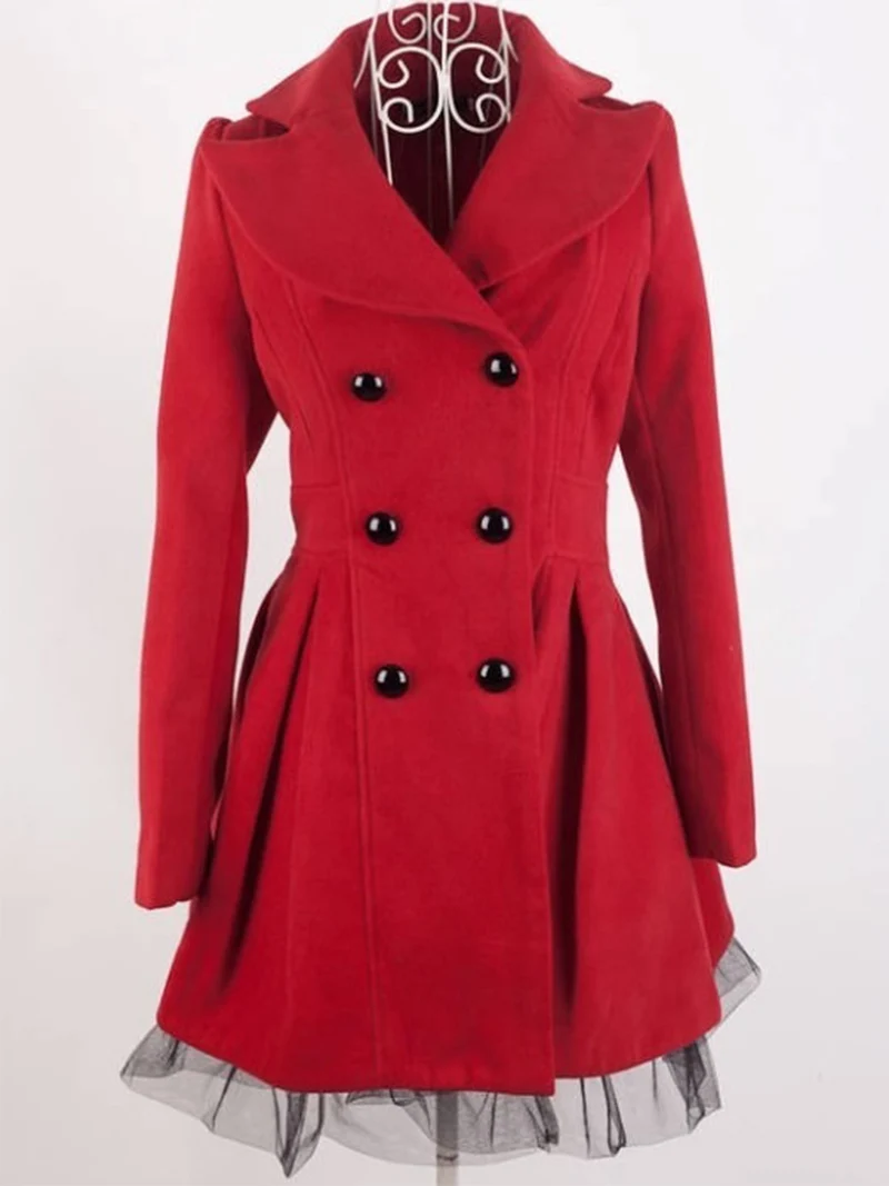 ZOGAA Лидер продаж 1 шт. пальто для женщин весеннее пальто двубортное кружевное Casaco Feminino Осенняя верхняя одежда 3 цвета - Цвет: Красный