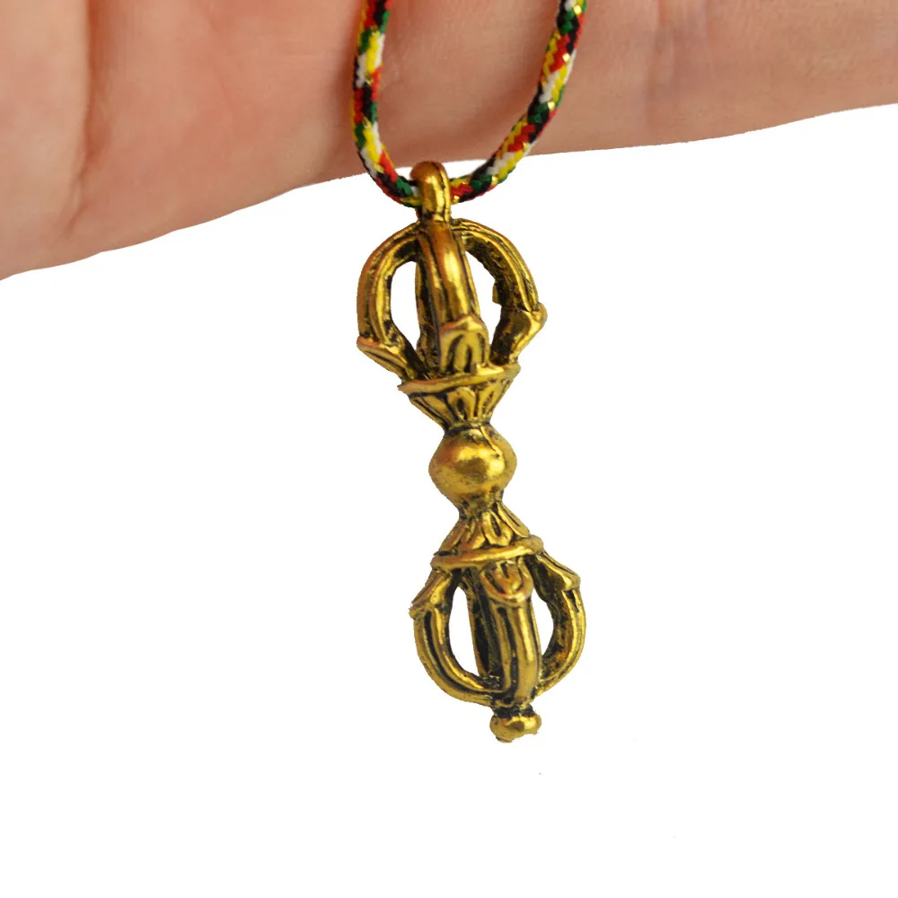 Ручная работа Vajra Clipon Charm Dorje Йога Тибетский кулон ожерелье + 5 элементов веревка