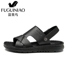 Fuguiniao Новая модная летняя обувь из коровьей кожи мужские сандалии Повседневная Мужская обувь нескользящей резиновой подошве пляжная обувь Большой Размер(44