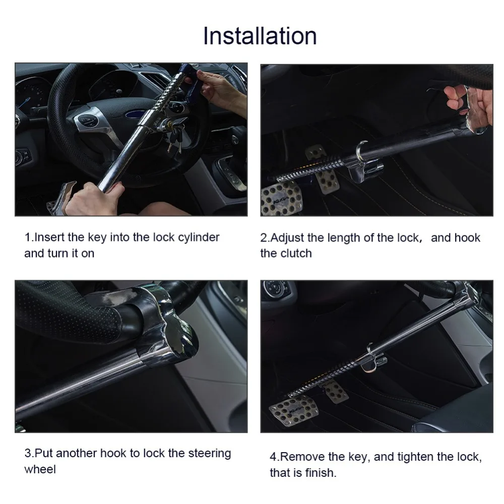 Нержавеющая сталь замок рулевого колеса сверхмощный выдвижной Противоугонный Автомобильный руль сцепления тормозной замок