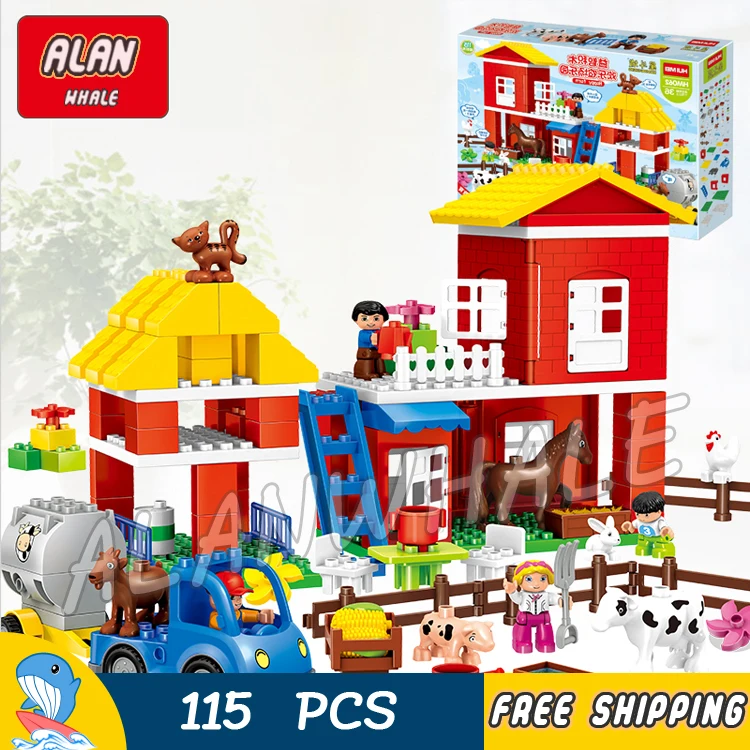 115 шт. мой первый Two Tone Town Big фермы Семья дом Животные строительство рисунок