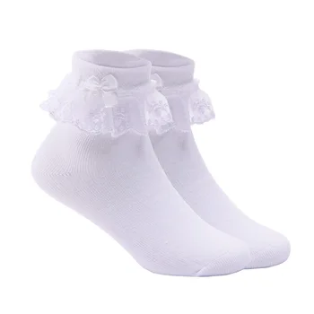 

Cotton Baby Girls Bow Princess Socks Kids Toddler White Lace Ruffle Mesh Children Ankle Novelty Short Sock Breathable