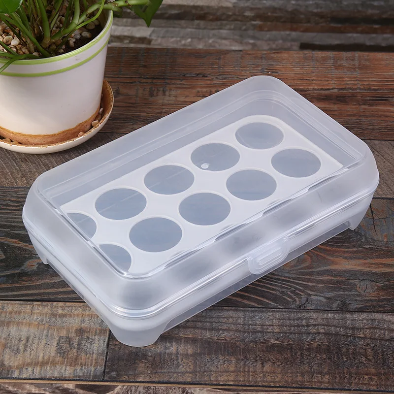 2019 Kitchen 15 Grid Egg Storage Box Organizer Refrigerator Storing Egg Eggs Organizer Container Storage Egg Racks and Shelf