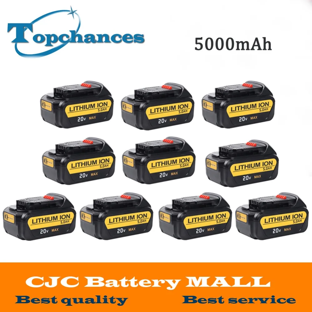 

Wholesale 10PCS High Quality Battery 20V 5000mAh Power Tools Replacement Battery For Dewalt DCB181 DCB182 DCD780 DCD785 DCD795