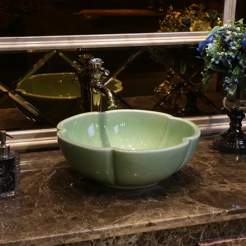 New design green flower porcelain bathroom vanity bathroom sink bowl countertop Ceramic wash basin bathroom sink New design green flower porcelain bathroom vanity bathroom sink bowl countertop Ceramic wash basin bathroom sink