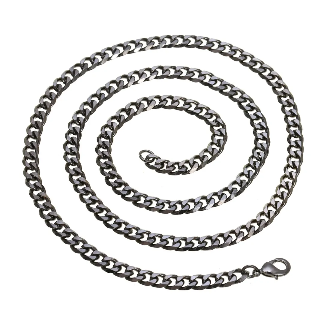 5/7/9/11mm Fashion Men Link Chain Necklace Shellhard Black Cuban Chain Men Women Jewelry Gifts Long Necklace Hip Hop Jewelry