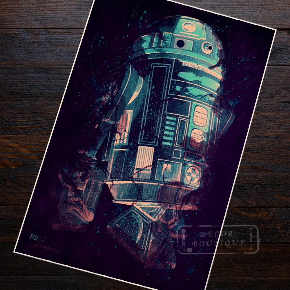 

R2D2 by Sitchko Igor Star War Poster Retro Vintage Poster Decorative DIY Wall Sticker Canvas Painting Art Home Bar Posters Decor