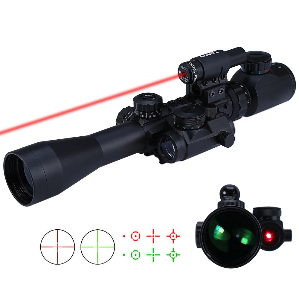 

3-9X40 3 in 1 Red Dot Reflex Riflescope With 20mm Dovetail Red Laser Optics Sniper Scope Sight For Tactical Hunting Airsoft Gun