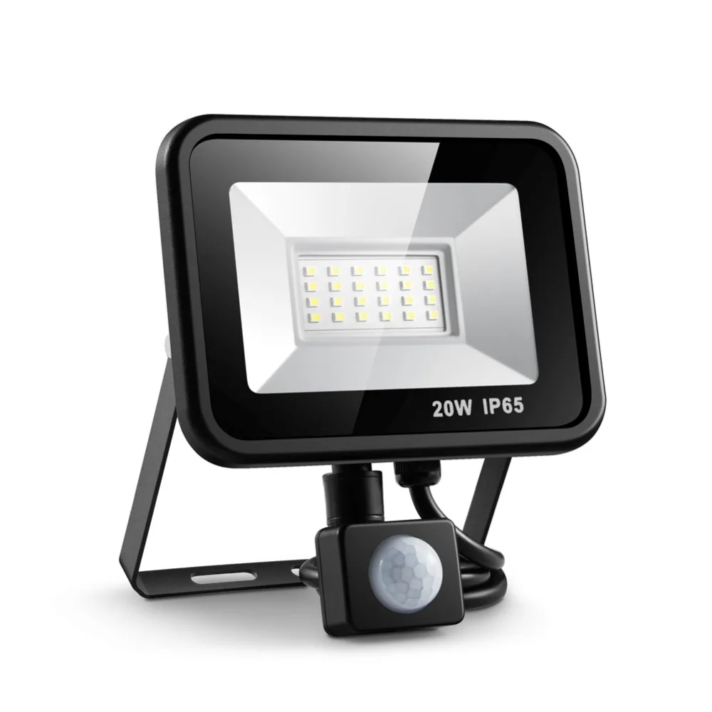 Holofote ao ar Sensor de Movimento Prova de Água Luz de Inundação com Sensor Eslas 10 w 20 w Refletor Livre Led Holofote de Movimento Pir 220 v Parede à Luz da Garagem 6 20 refletor conduziu a luz de inundação