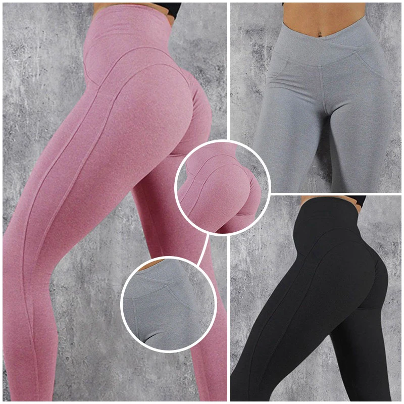 

2019 Women Sportswear Athleisure Bodybuilding Ruched Legging Fitness Clothes Sporty Jegging Push Up High Waist Leggings 3Colors