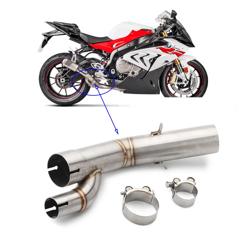 

For 2017 2018 BMW S1000RR Motorcycle Exhaust Mid Link Pipe Slip On 51 mm Tail Escape Stainless Steel Middle Converter Elbow Tube
