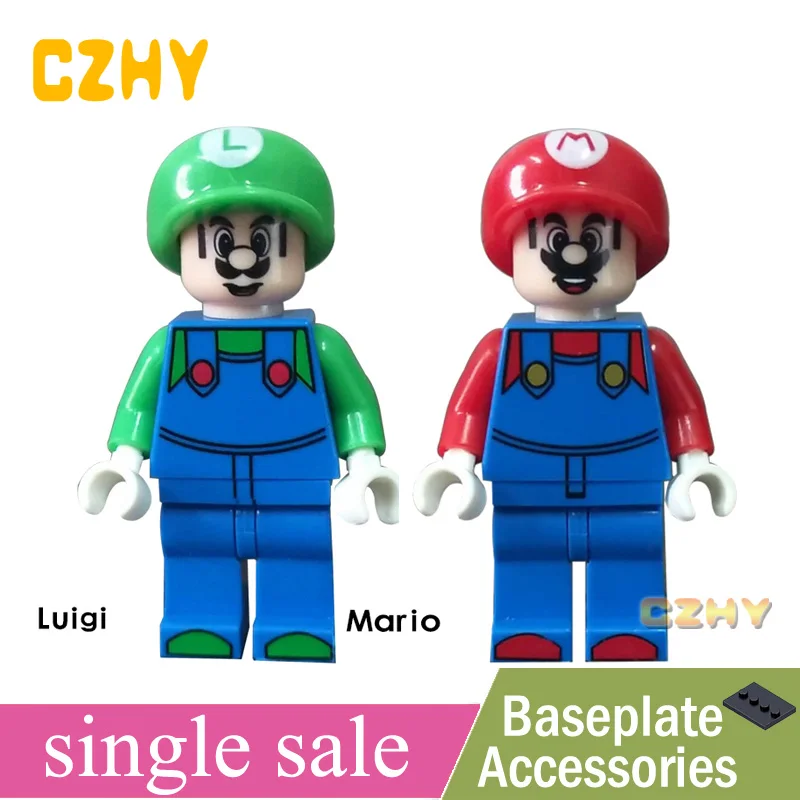 

Super Mario Bros Luigi Legoe Minifigured Wreck-It Ralph Sonic Stitch Gizmo Stay Puft Cartoon Game Movie Blocks Toys for Children