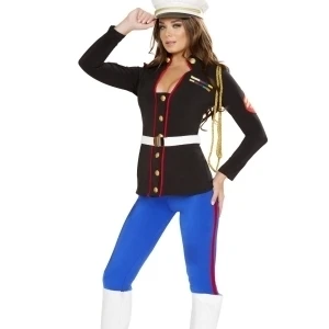 Roma Costume 4701-AS-L 3 Piece Sexy Marine Corporal Adult Costume Black Blue & Red - Large
