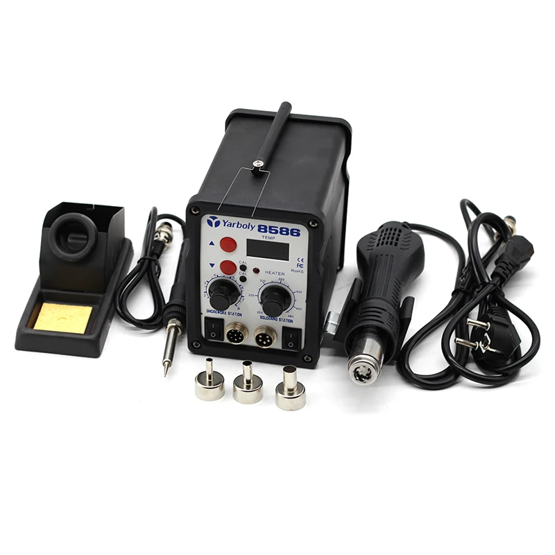 

EU Plug 220V 580W Rework Soldering Station Thermoregulator Soldering Iron Hot Air Blower Desoldering Gun Welding Tool Kit