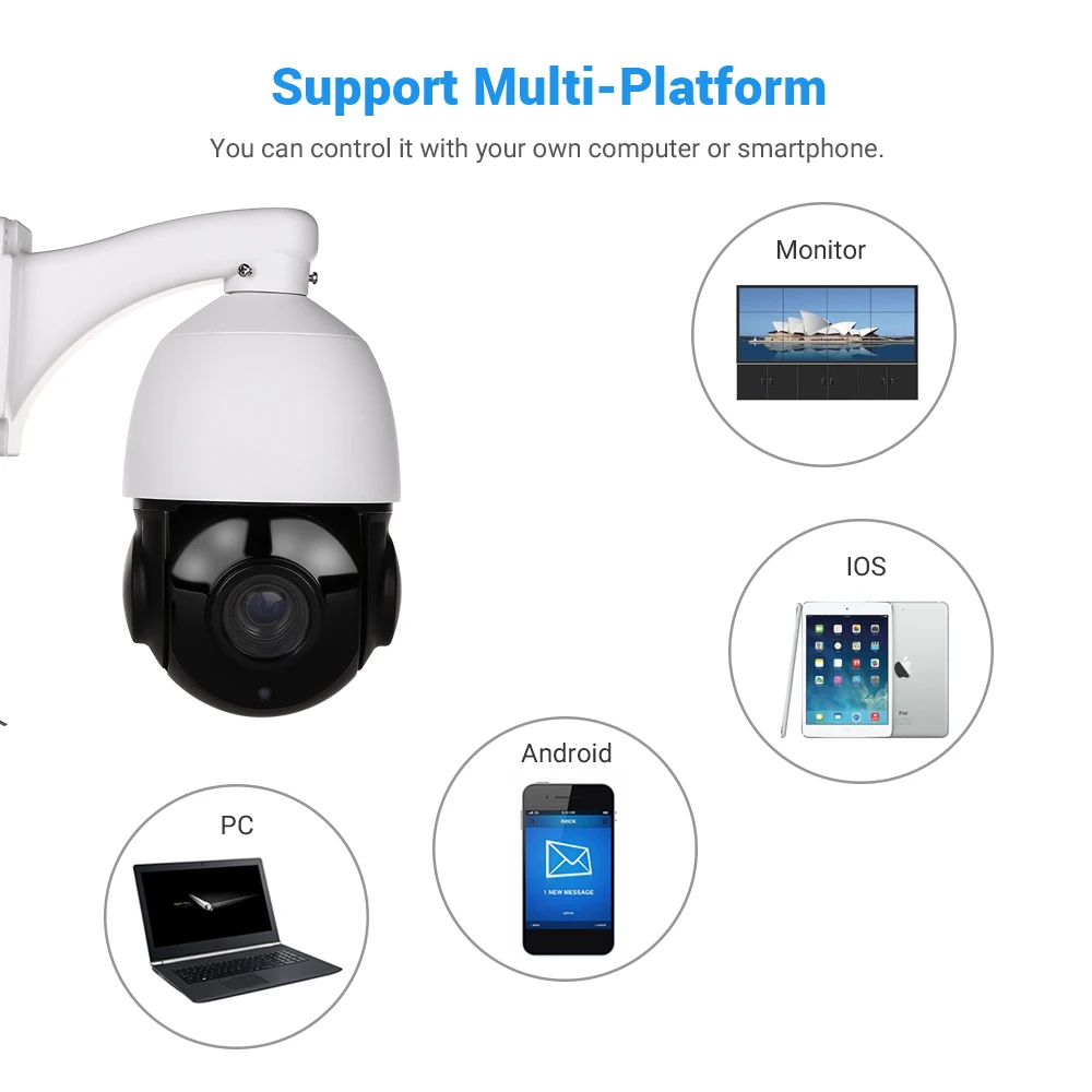 1080P Беспроводная IP камера Wifi скоростная купольная PTZ для улицы IP66 Onvif