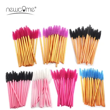 

NEWCOME 50PCS Colorful Disposable Eyelash Mascara Wands Brushes Eyelash Extension Applicators Professional Makeup Tools