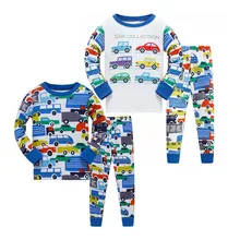 От 3 до 8 лет, детские пижамы для мальчиков и девочек, хлопковая одежда с принтом машинки, модная детская одежда, одежда для сна для мальчиков, комплекты одежды с длинными рукавами