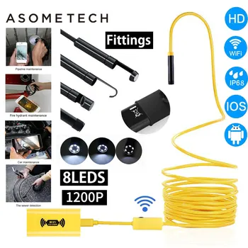 

HD 1200P Endoscope Wifi Camera Waterproof Hard Cable Semi Rigid Tube Inspection Wireless Video Snake Cameras for Android IOS PC