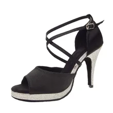 Водонепроницаемая платформа Для женщин Туфли для латинских танцев Salsa вечерние Обувь для танцев Атлас Черный бронзовый индивидуальные Цвет с 8.5cm10cm каблук N012