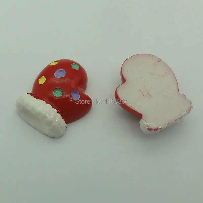 1pcs/lot resin flatback red glove 20mm Cabochons Scrapbooking Hair Bow Center DIY Christmas decration C106-6