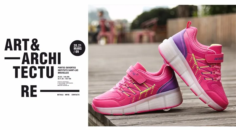 High Quality Kids LED Glowing Sneakers With Wheels Boys Light Up Shoes Girls Roller Skates tenis de rodinha19